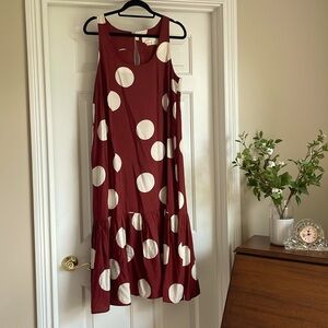 Anthropologie sleeveless tiered midi dress size L